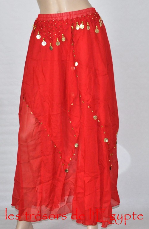 La jupe de danse orientale, rouge avec pièces.