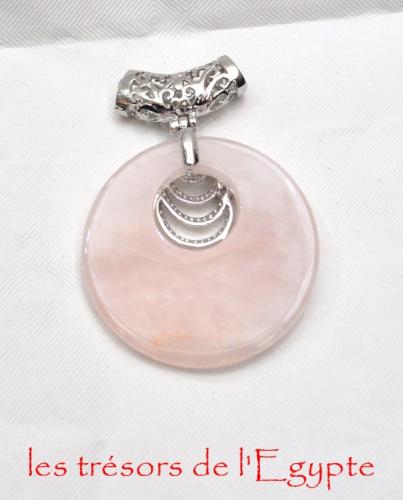 Pendentif donut en quartz rose